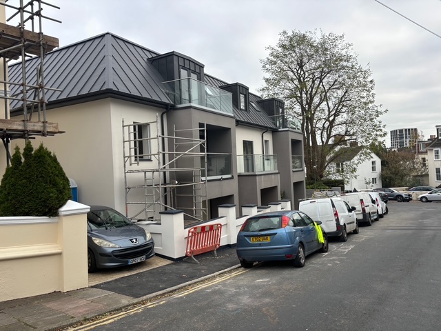 K Rend silicone render on the Central Brighton flats rendering project by Fullers Plastering
